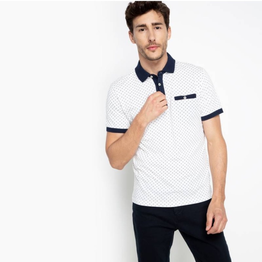Men’s White and Navy Blue Shirt